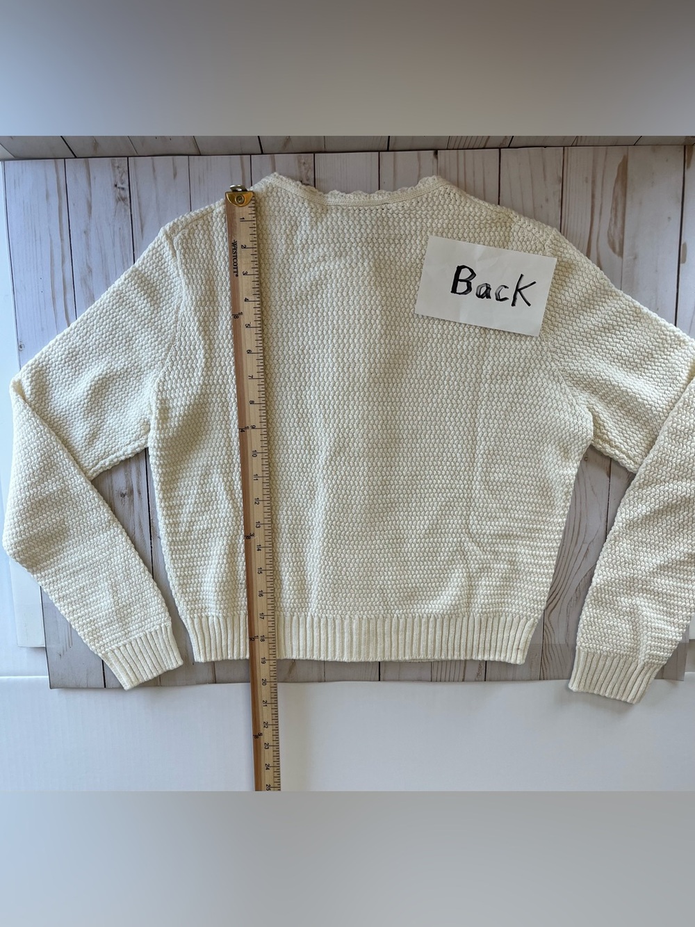 Ann Taylor Cream Scallop-Edge Button Cardigan - Picture 7 of 14
